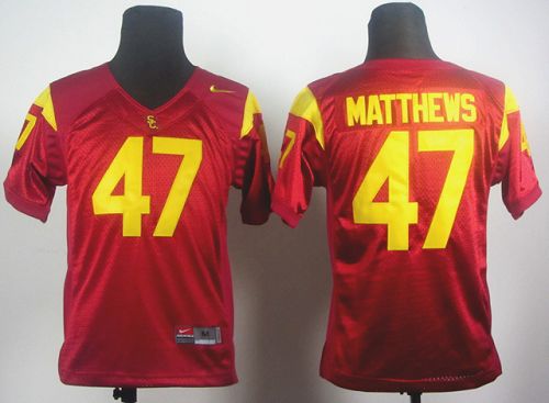 Trojans #47 Clay Matthews Red Stitched Youth NCAA Jersey - Click Image to Close
